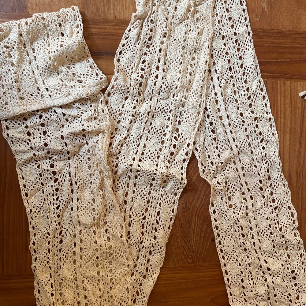 Long Ivory Crochet Table Runner
